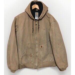 Carhartt Hooded Jacket J130 Mens Large Tall Brown Distressed Destroyed Grunge